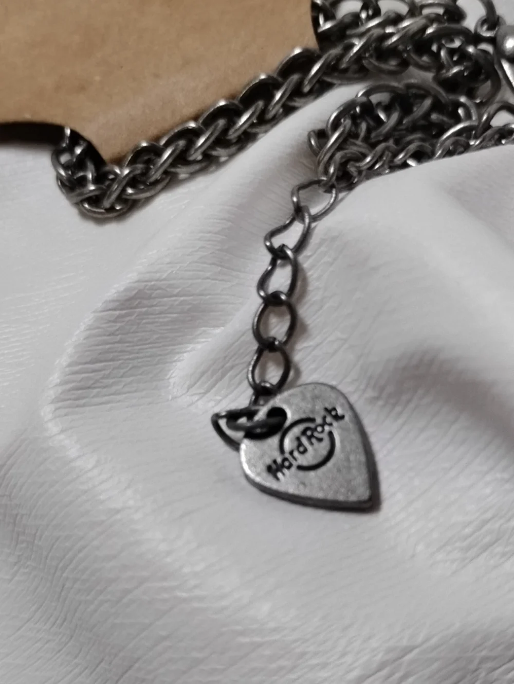 Hard Rock Cafe Silver-Tone Charm Chunky Chain Necklace Adjustable